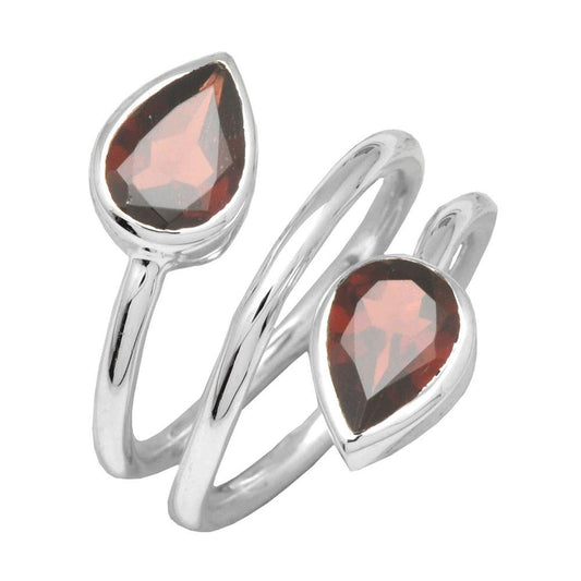 Garnet Spiral Ring