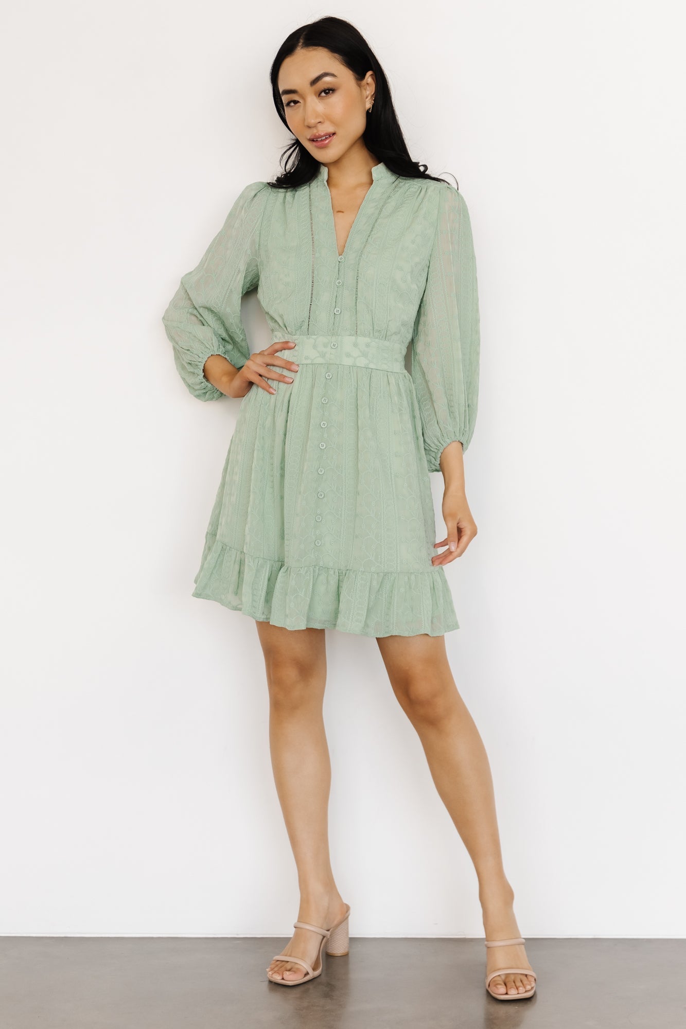 Harmony Embossed Dress | Sage - Baltic Born
