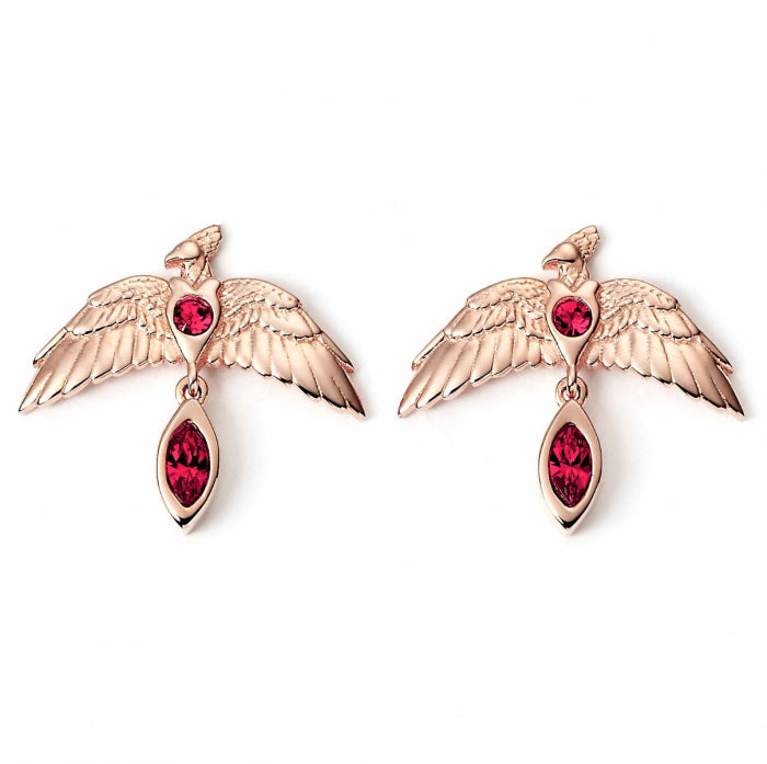 Fawkes the Phoenix (Harry Potter) Rose Gold Crystal Earrings