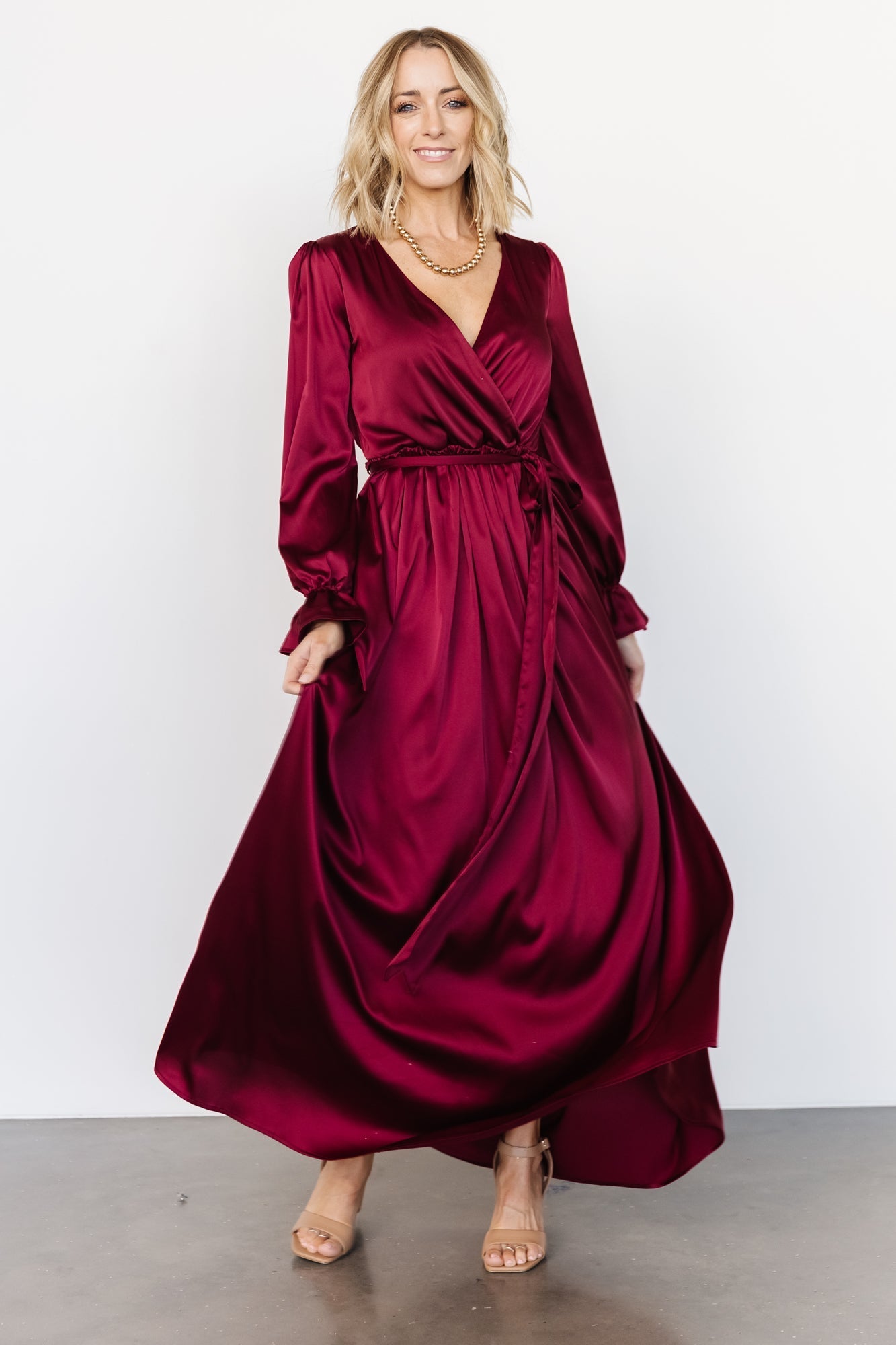 Holly Satin Maxi Dress | Cranberry - Baltic Born