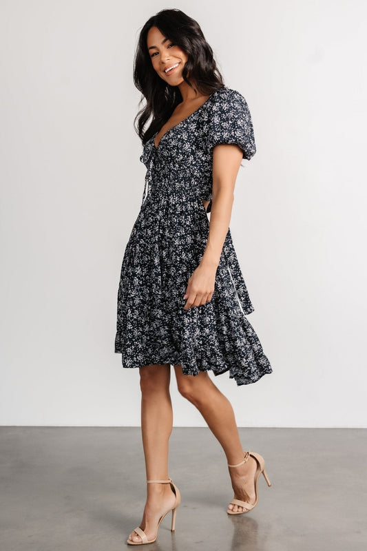 Huntington Short Dress | Navy Print - Baltic Born