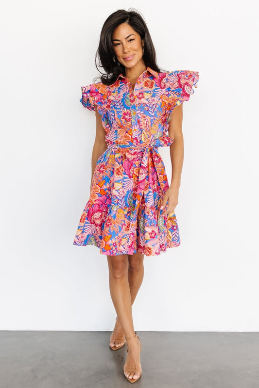 Ilaria Collared Short Dress | Multi Print - Baltic Born