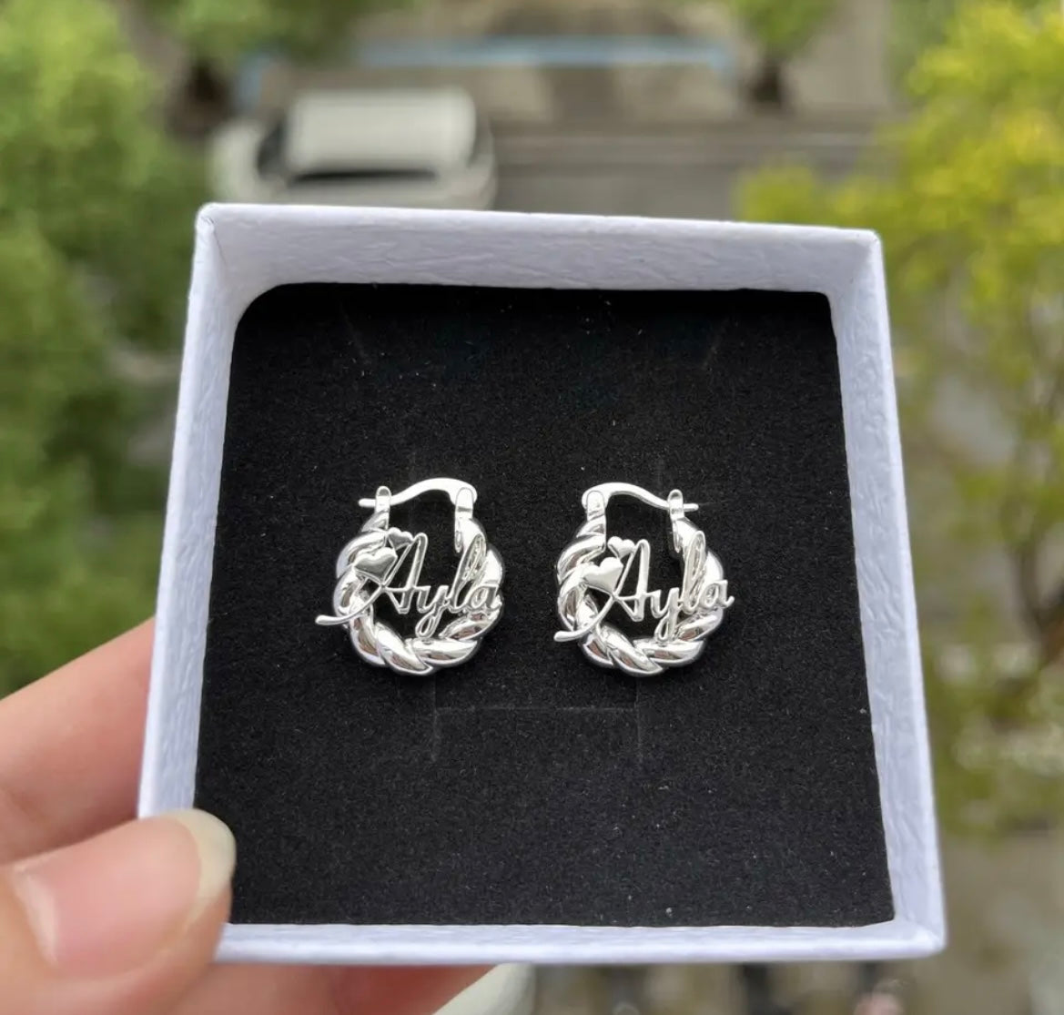 2 pc kids twist name earrings X necklace