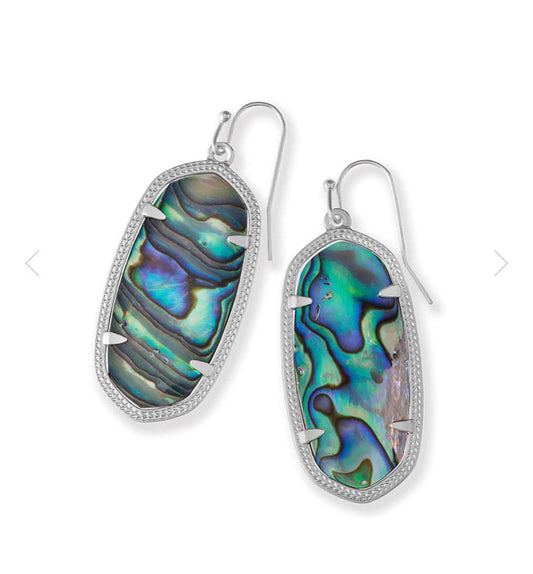 KENDRA SCOTT- Elle Drop Earrings Rhodium/Abalone Shell