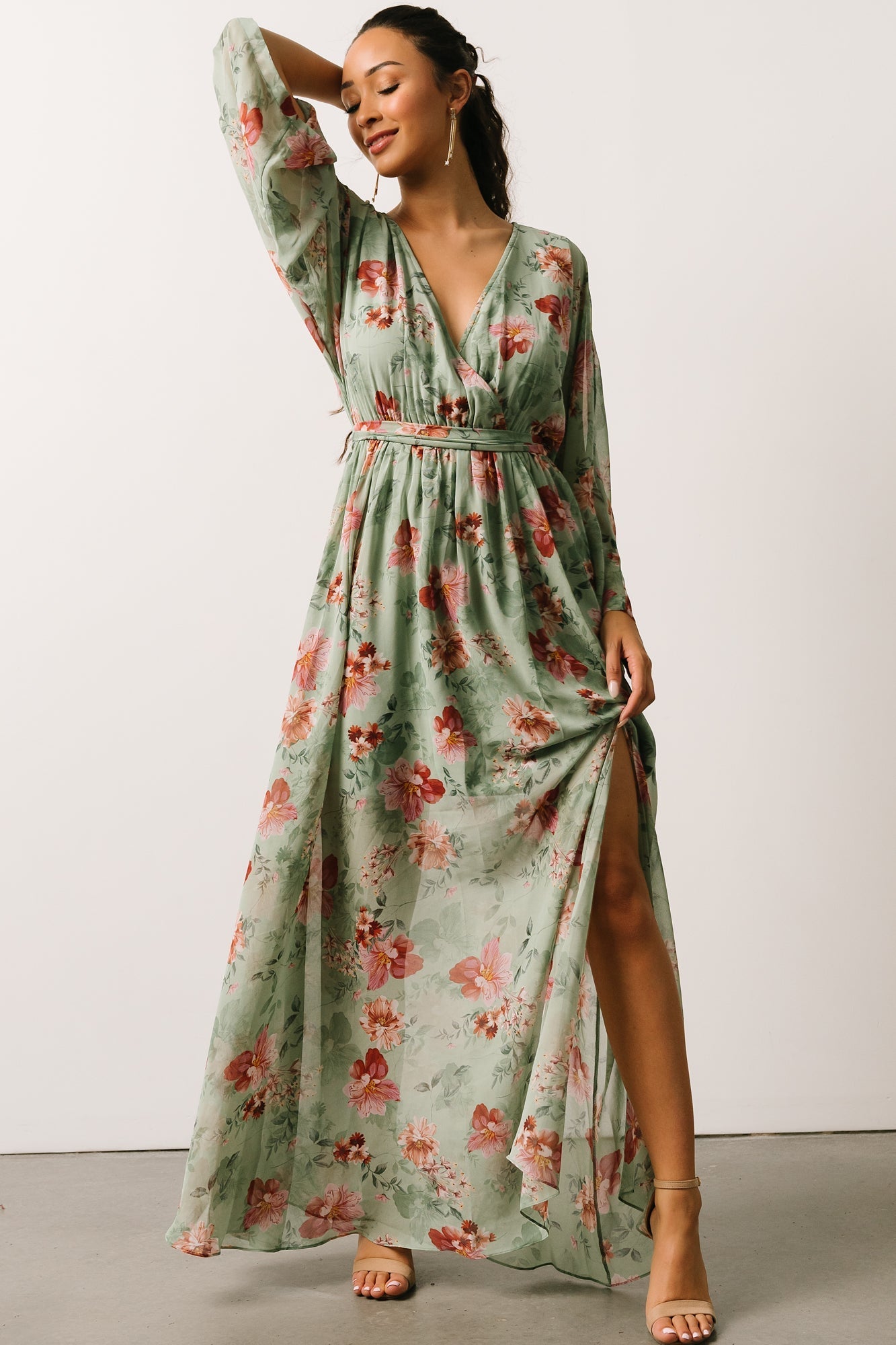 Irene Kimono Maxi Dress | Sage Multi Floral - Baltic Born