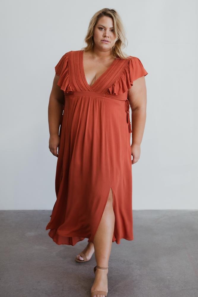 Jennifer Deep V Maxi Dress | Rust - Baltic Born