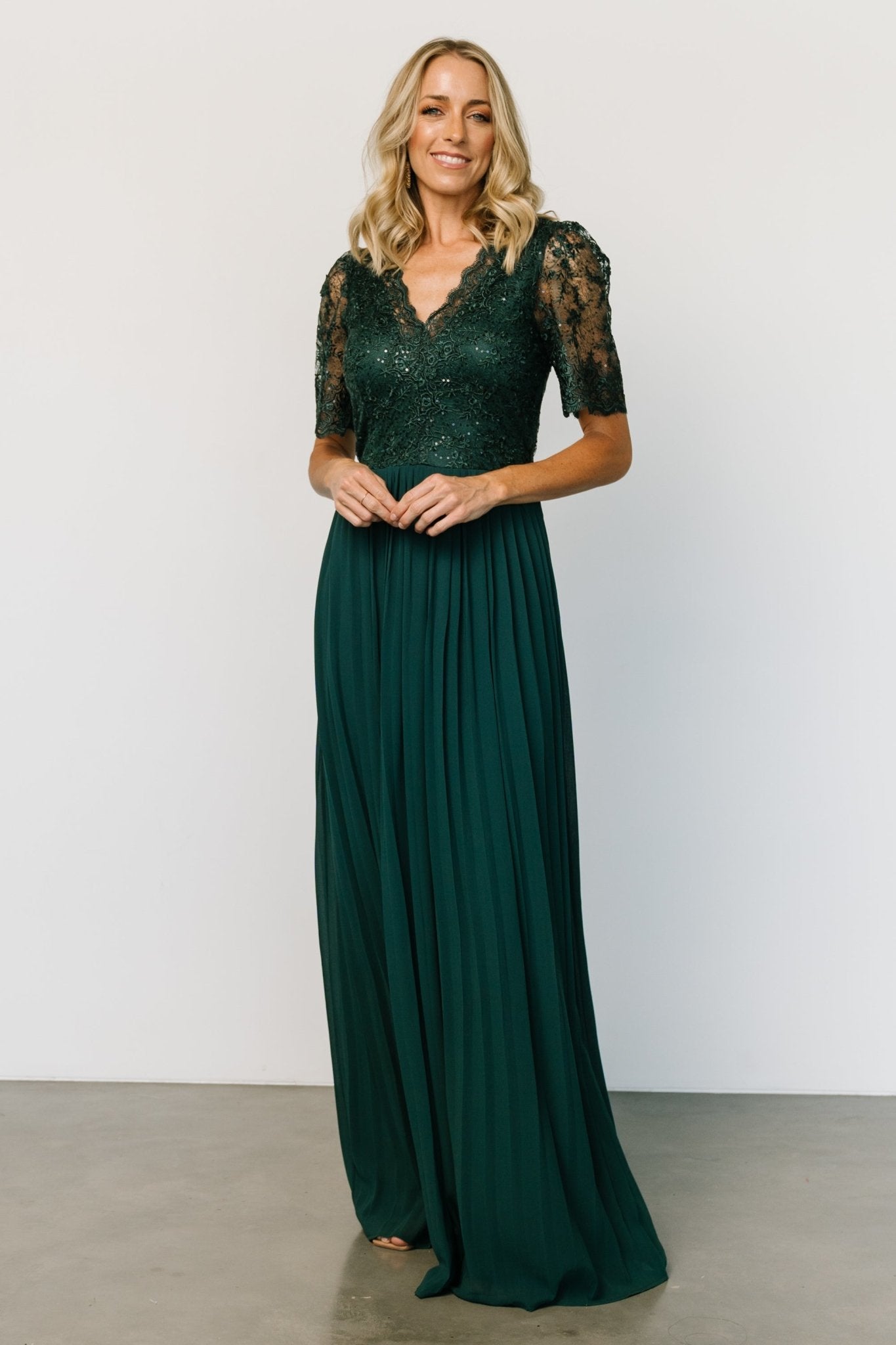 Josephine Pleated Maxi Dress | Dark Green - Baltic Born