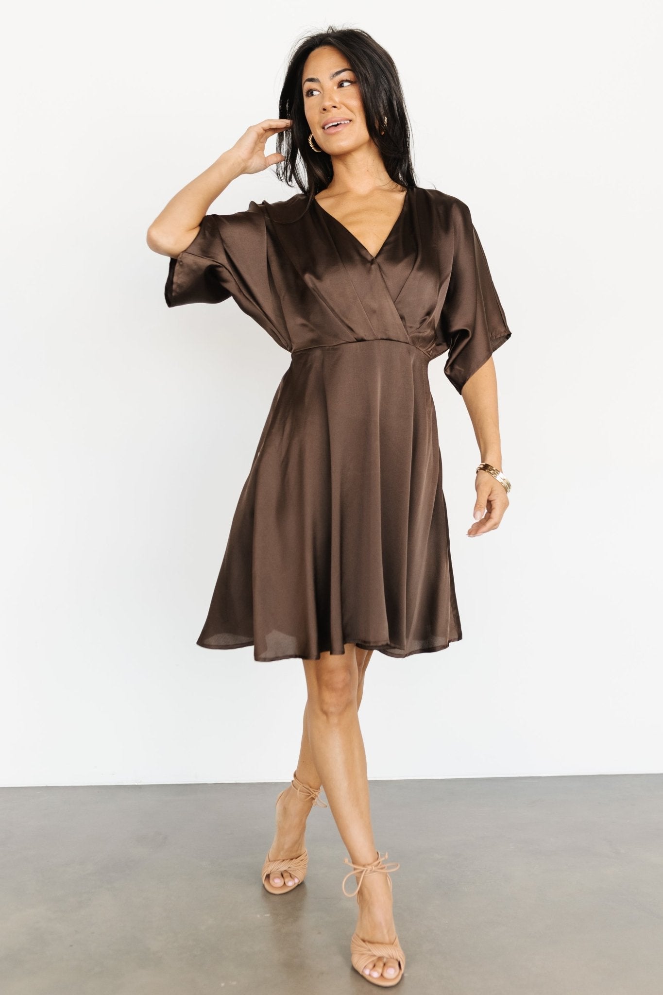 Kalista Kimono Short Dress | Brown - Baltic Born