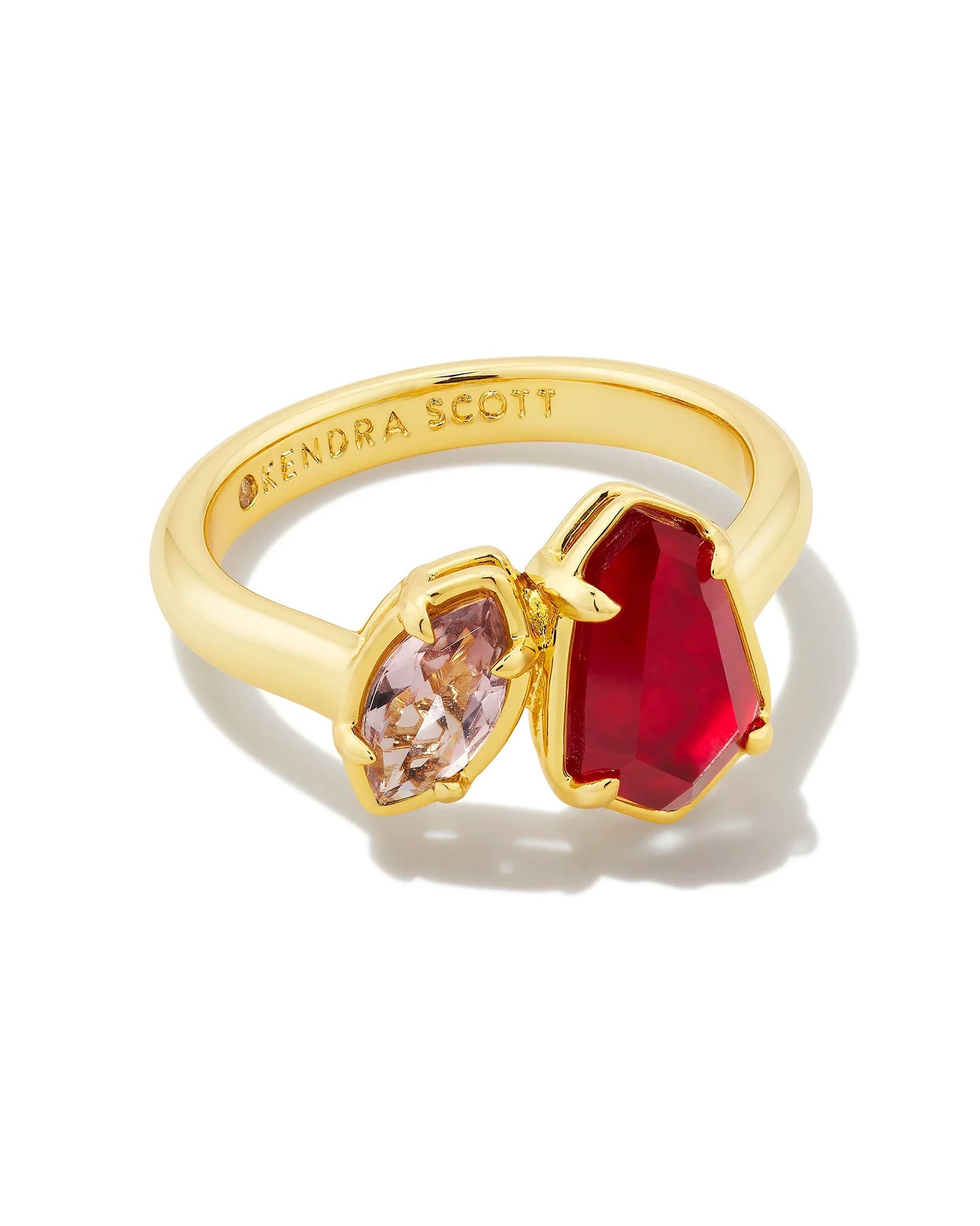 KENDRA SCOTT- Alexandria Gold Cocktail Ring in Cranberry Mix