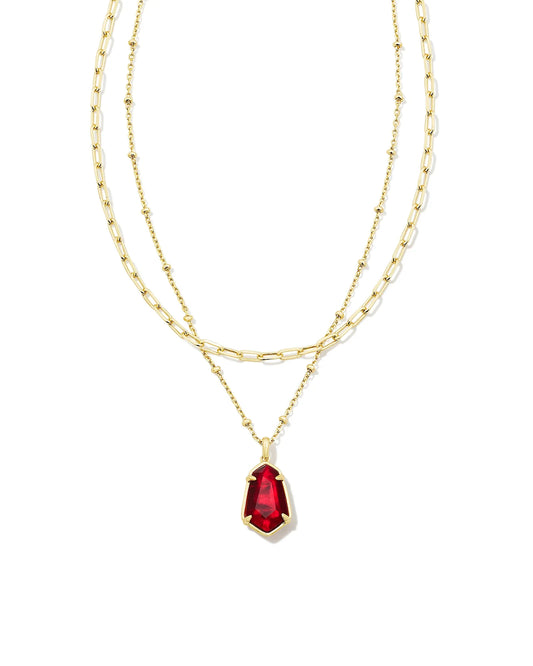 KENDRA SCOTT- Alexandria Gold Multi Strand Necklace in Cranberry Illusion