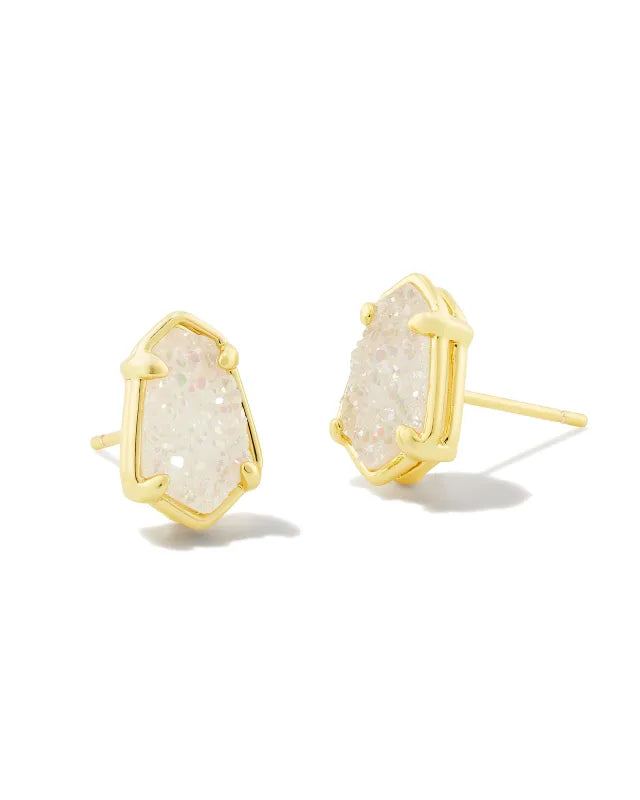 KENDRA SCOTT- Alexandria Gold Stud Earring in Iridescent Drusy