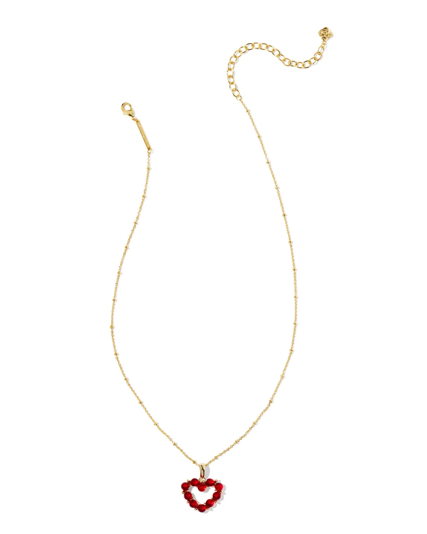 KENDRA SCOTT- Ashton Gold Heart Short Pendant Necklace in Red Glass