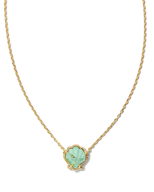 KENDRA SCOTT- Brynne Shell Pendant Necklace Gold Sea Green Chryscl