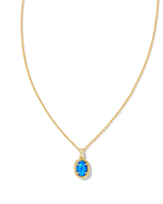 KENDRA SCOTT- Daphne Framed Pendant Necklace Gold Bright Blue Opal