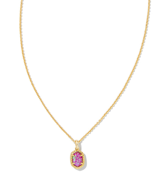 KENDRA SCOTT- Daphne Framed Pendant Necklace Gold Magenta Opal