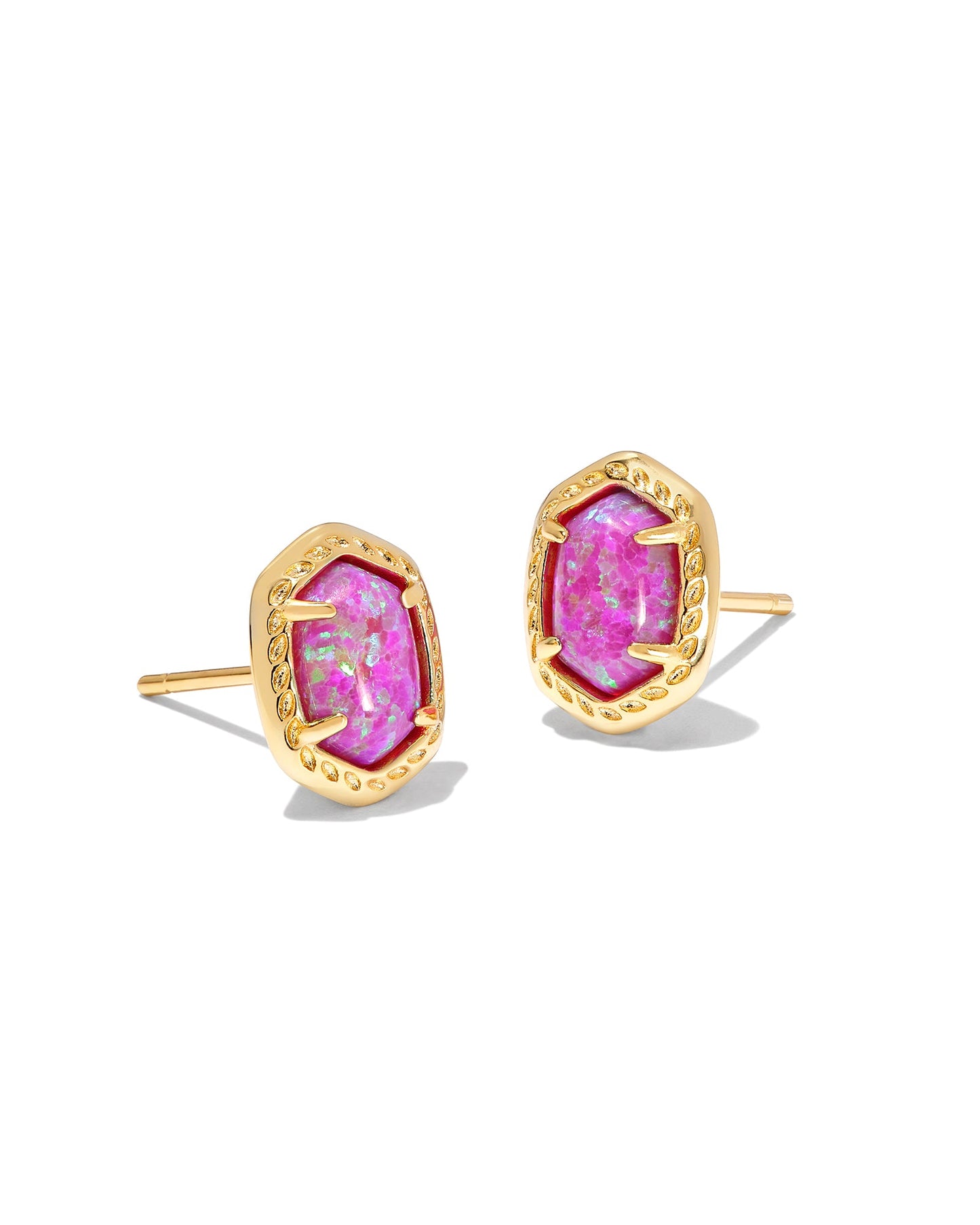 KENDRA SCOTT- Daphne Framed Stud Earrings Gold Magenta Opal