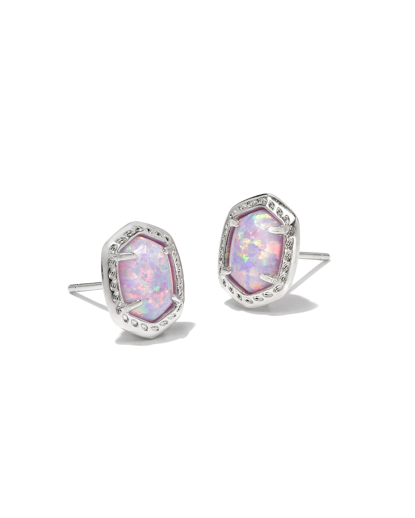 KENDRA SCOTT- Daphne Framed Stud Earrings Rhodium Lilac Opal