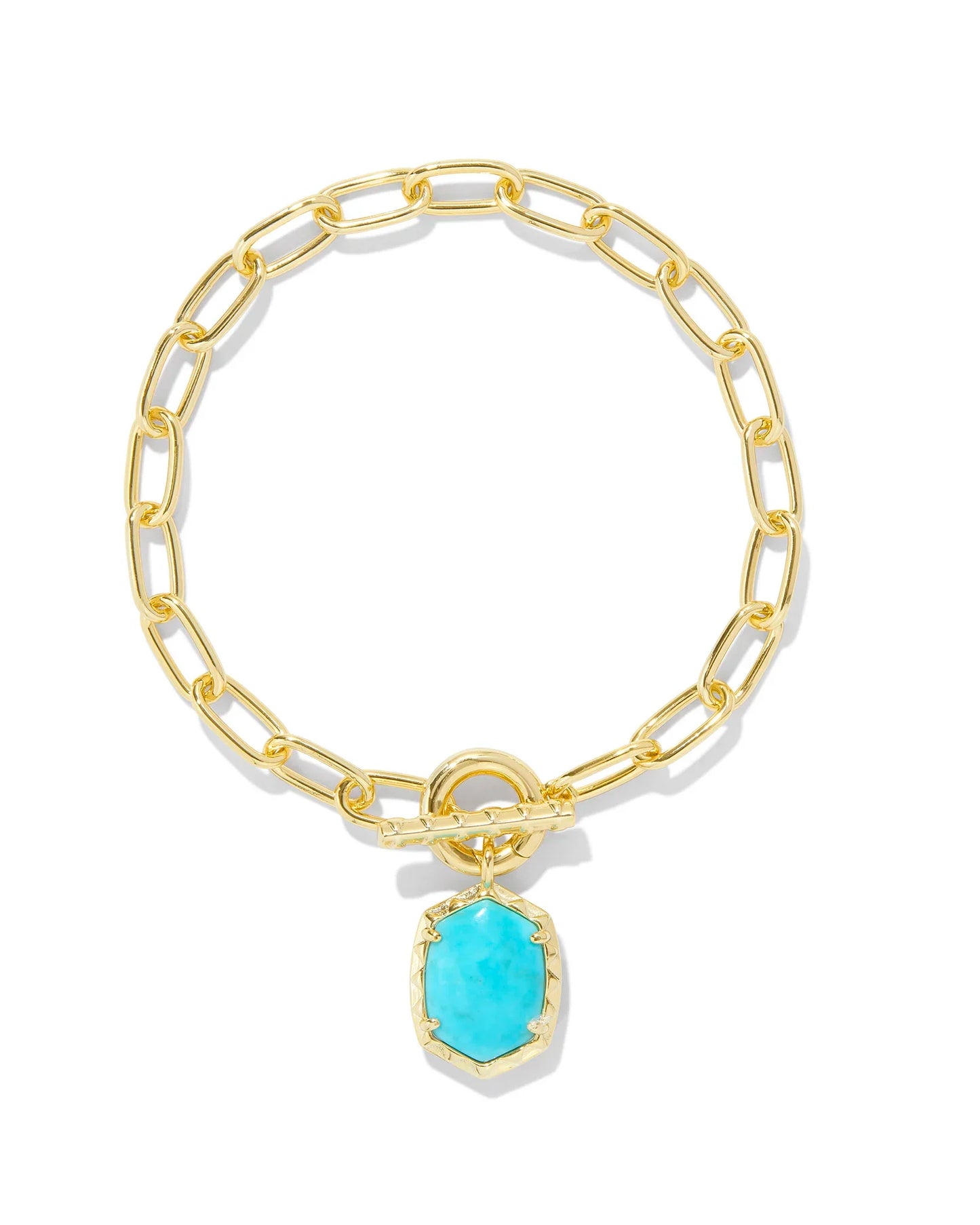 KENDRA SCOTT- Daphne Gold Link and Chain Bracelet in Variegated Turquoise