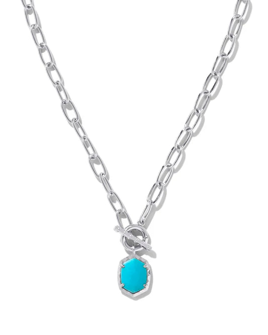 KENDRA SCOTT- Daphne Rhodium Convertible Link Chain Necklace in Variegated Turquoise