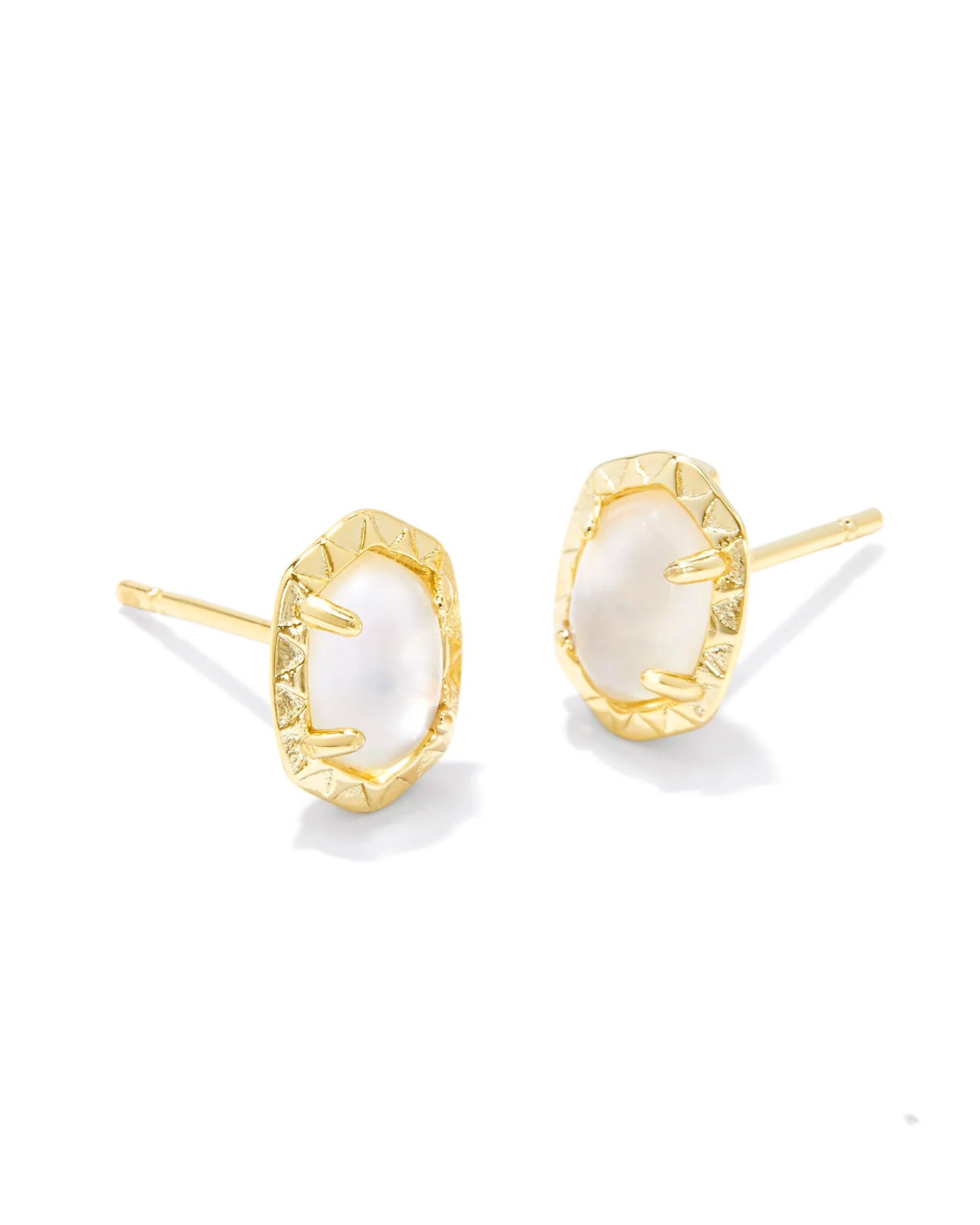 KENDRA SCOTT- Daphne Gold Stud Earrings in Ivory Mother of Pearl
