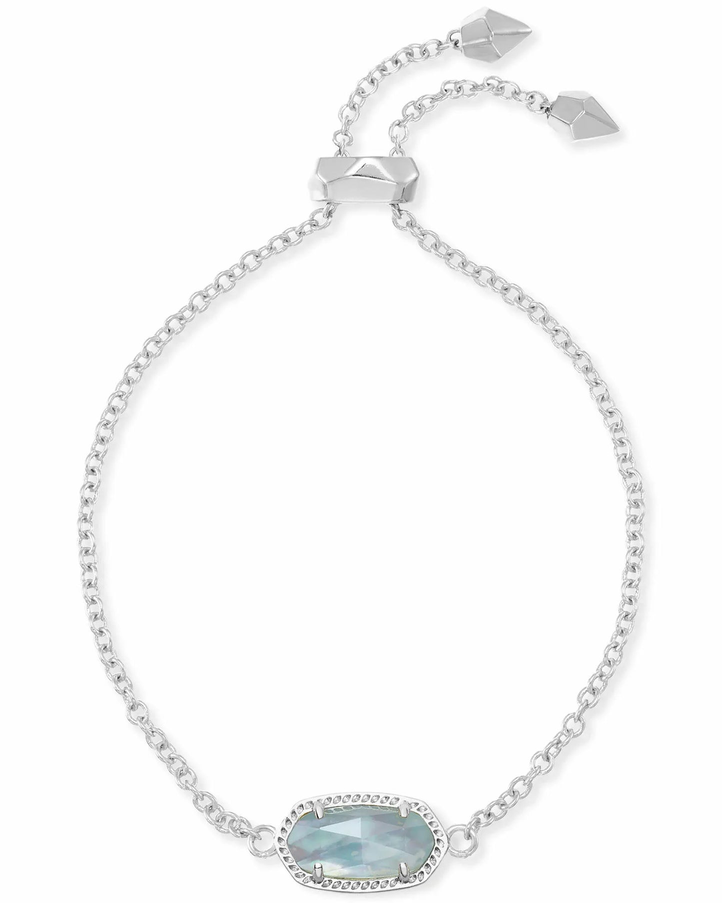 KENDRA SCOTT- Elaina Silver Adjustable Chain Bracelet in Light Blue Illusion