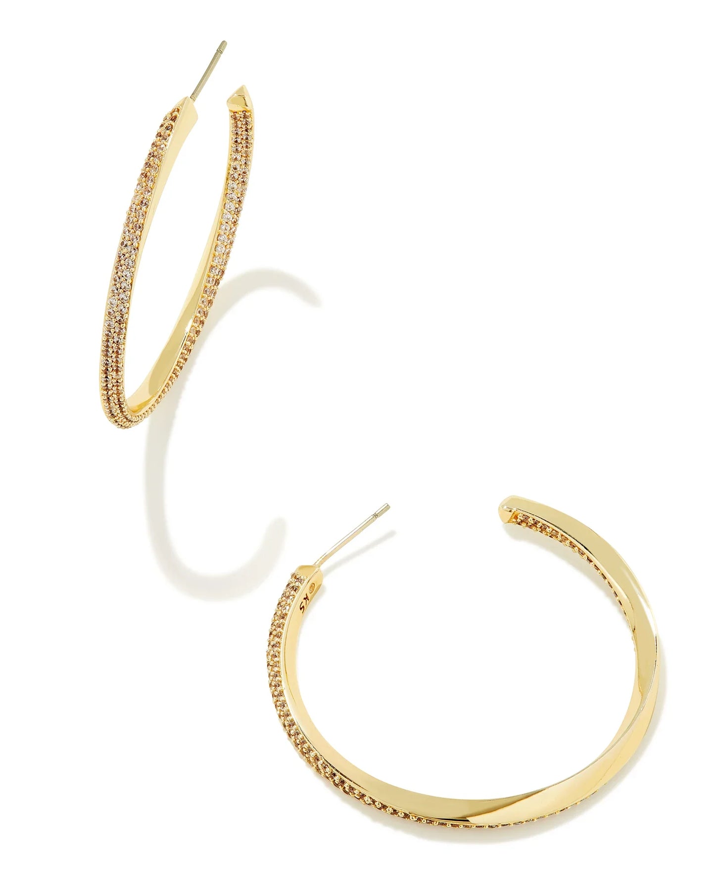 KENDRA SCOTT- Ella Gold Hoop Earrings in White CZ