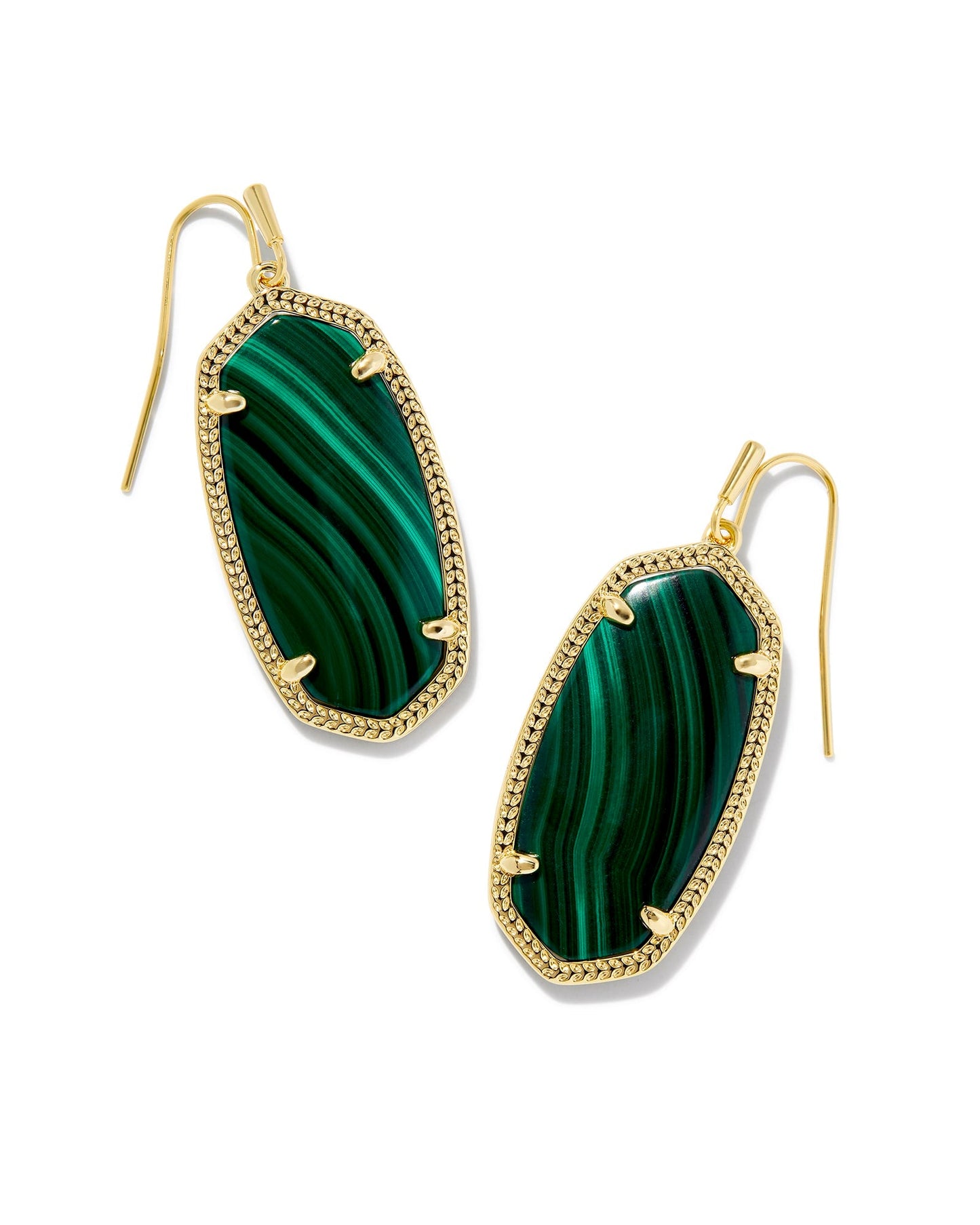 KENDRA SCOTT- Elle Gold Drop Earrings in Green Malachite