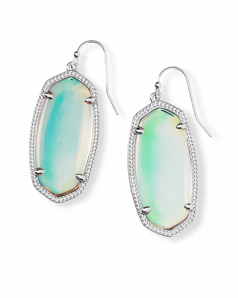 Kendra Scott Elle Earrings in Rhodium and Dichroic Glass