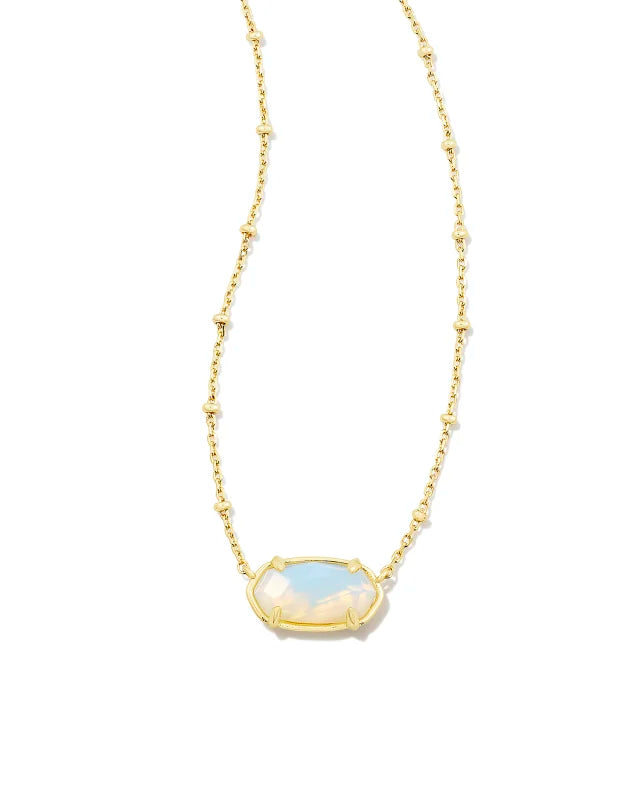 KENDRA SCOTT- Faceted Gold Elisa Short Pendant Necklace in Iridescent Opalite Illusion