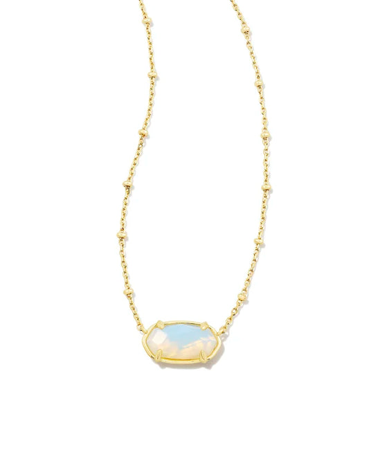KENDRA SCOTT- Faceted Gold Elisa Short Pendant Necklace in Iridescent Opalite Illusion