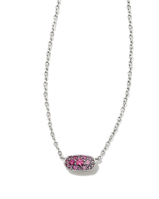 KENDRA SCOTT- Grayson Silver Crystal Pendant Necklace in Pink Ombre