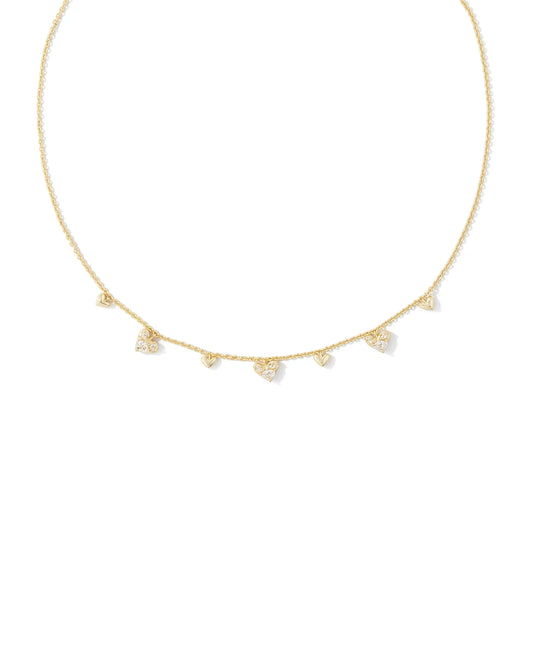 KENDRA SCOTT- Haven Gold Heart Choker Necklace in White Crystal