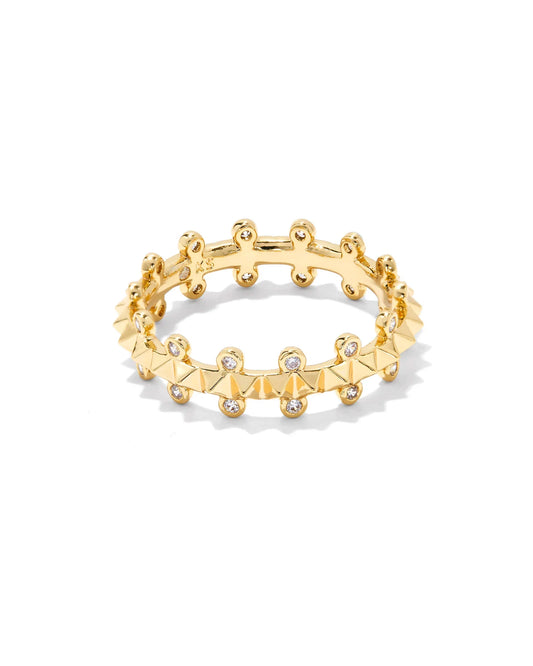 KENDRA SCOTT- Jada Gold Band Ring in White Crystal