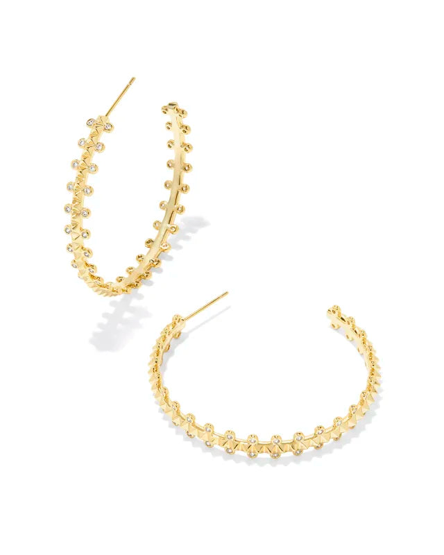 KENDRA SCOTT- Jada Gold Hoop Earrings in White Crystal