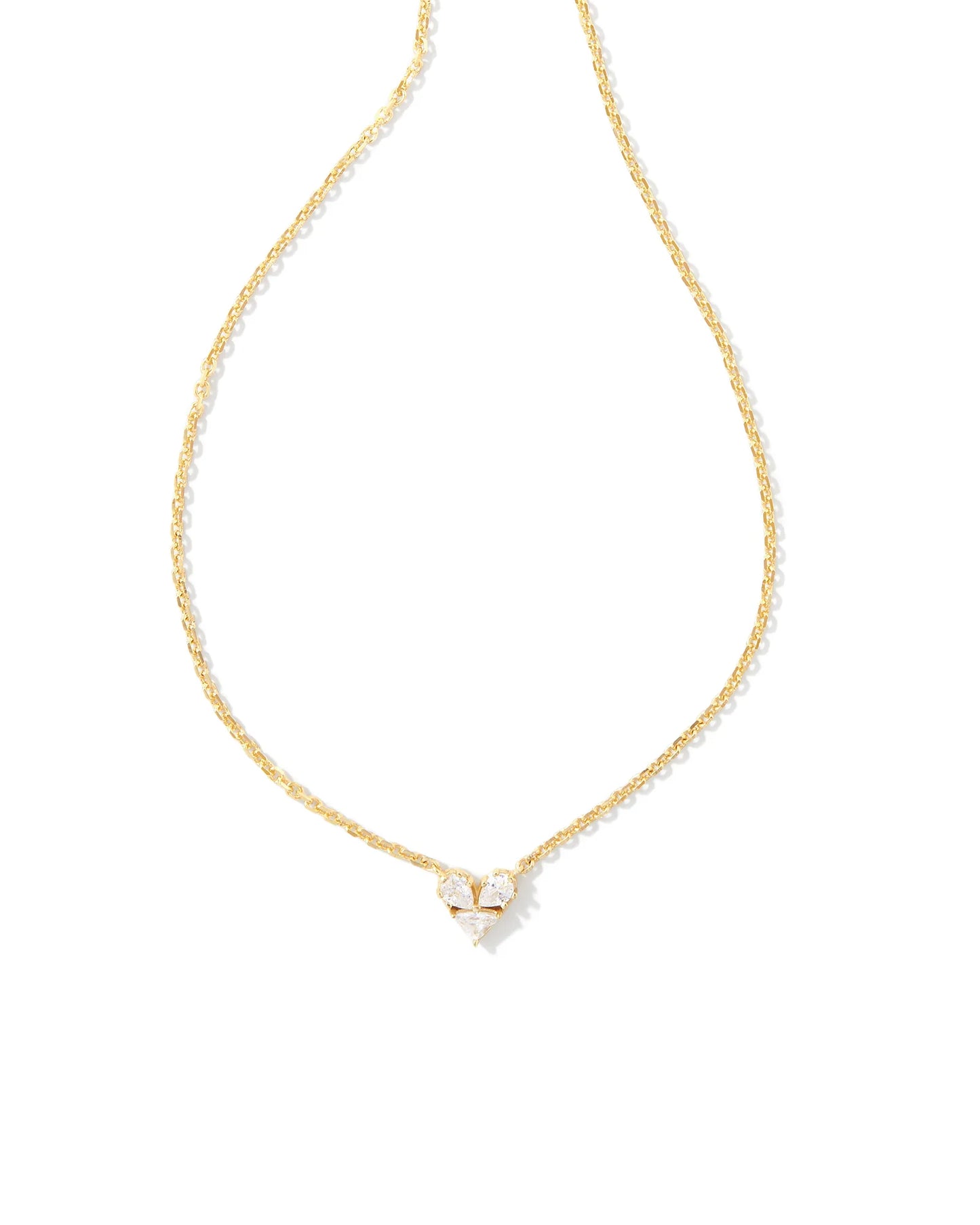 KENDRA SCOTT- Katy Gold Heart Short Pendant Necklace in White Crystal