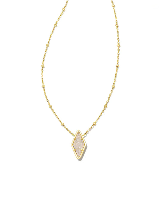 KENDRA SCOTT- Kinsley Gold Short Pendant Necklace in Iridescent Drusy