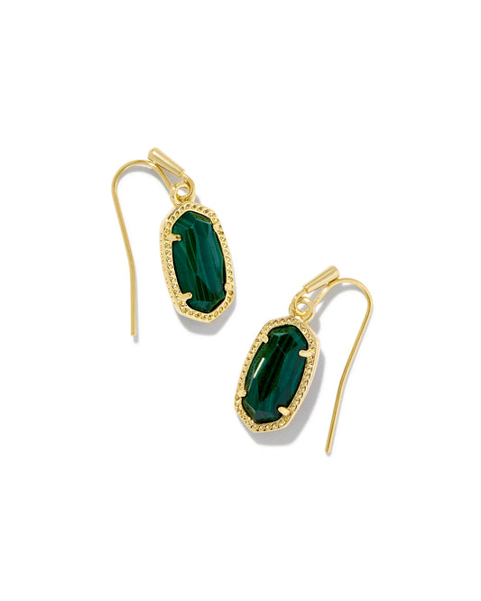 KENDRA SCOTT- Lee Gold Drop Earrings in Green Malachite