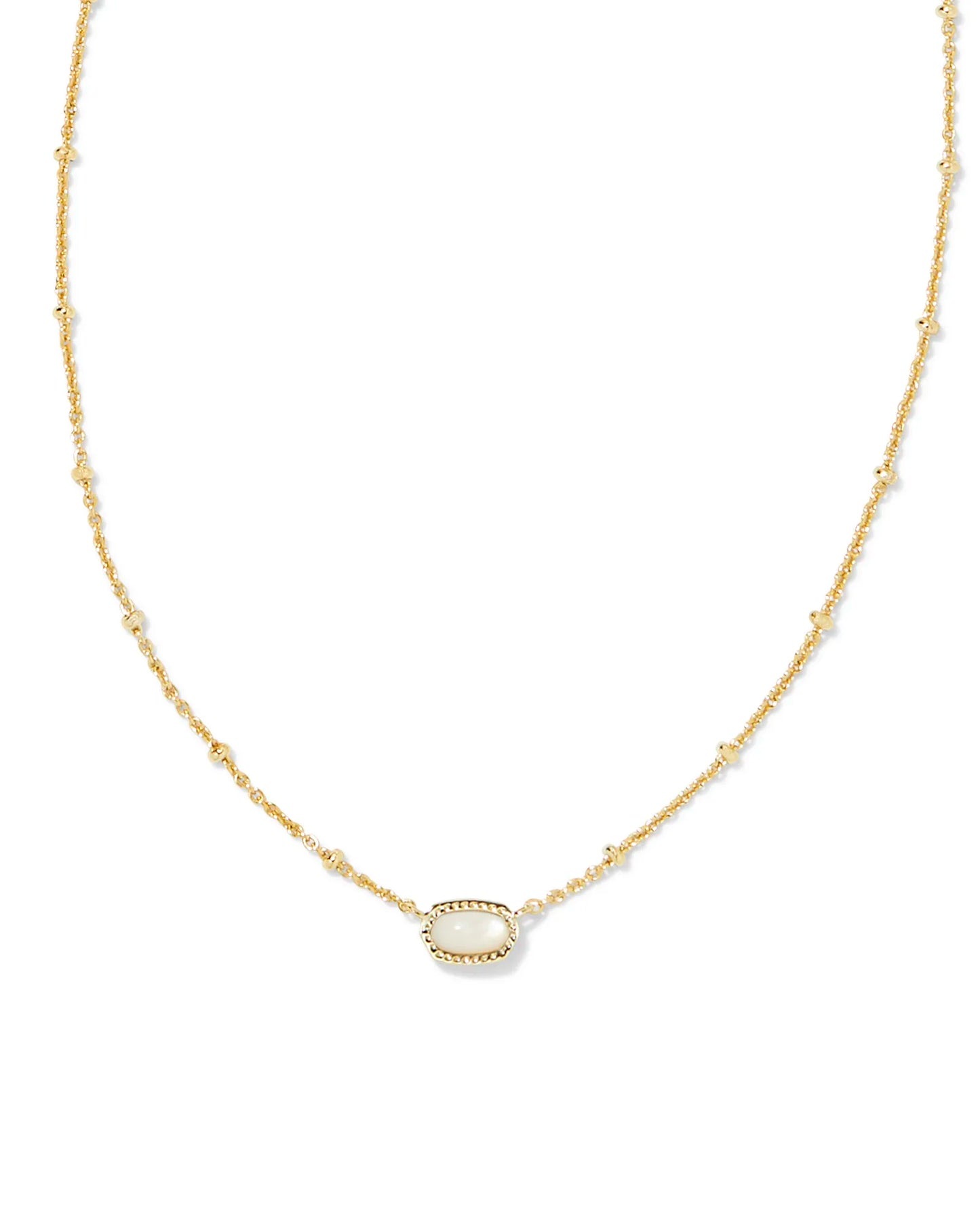 KENDRA SCOTT- Mini Elisa Gold Satellite Short Pendant Necklace in Ivory Mother of Pearl