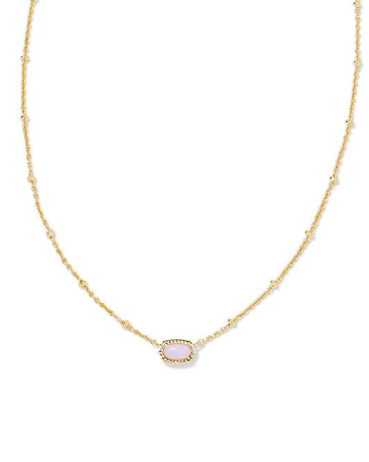 KENDRA SCOTT- Mini Elisa Gold Satellite Short Pendant Necklace in Pink Opalite Crystal