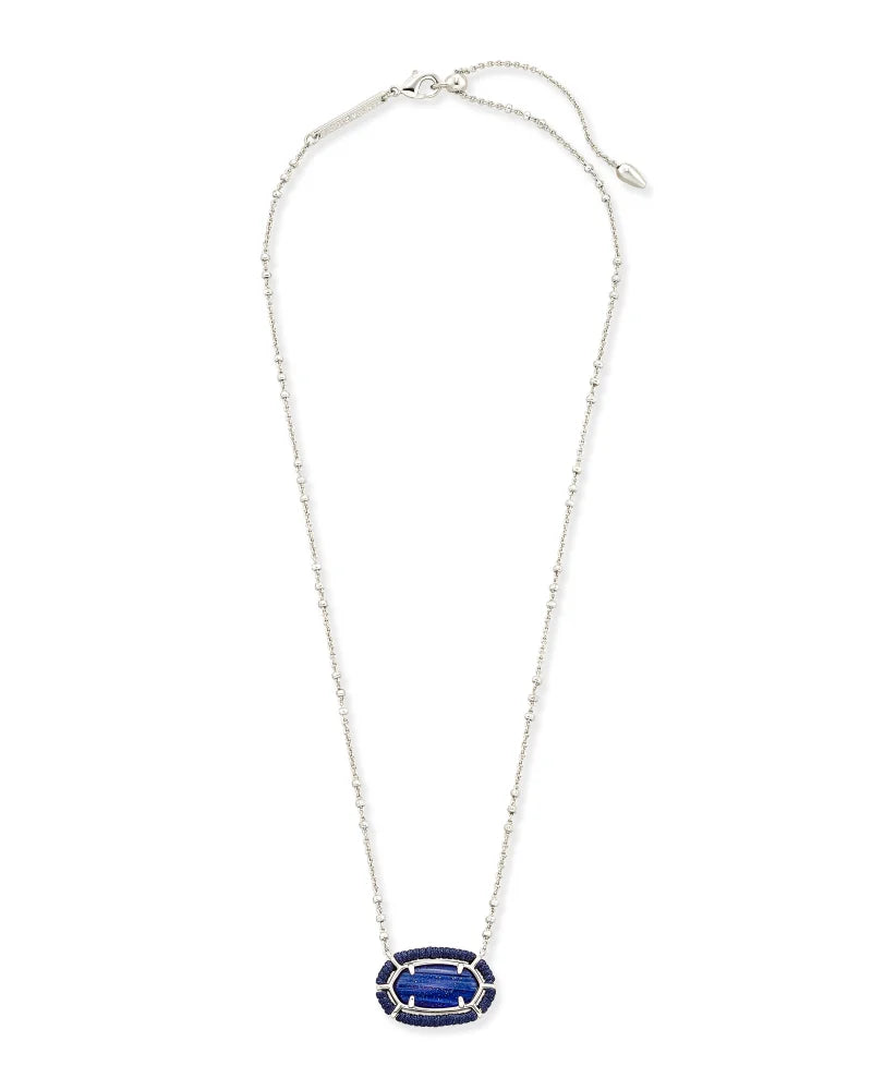 KENDRA SCOTT- Threaded Elisa Necklace in Rhodium Navy Dusted Glass
