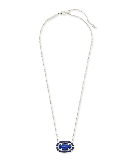 KENDRA SCOTT- Threaded Elisa Necklace in Rhodium Navy Dusted Glass