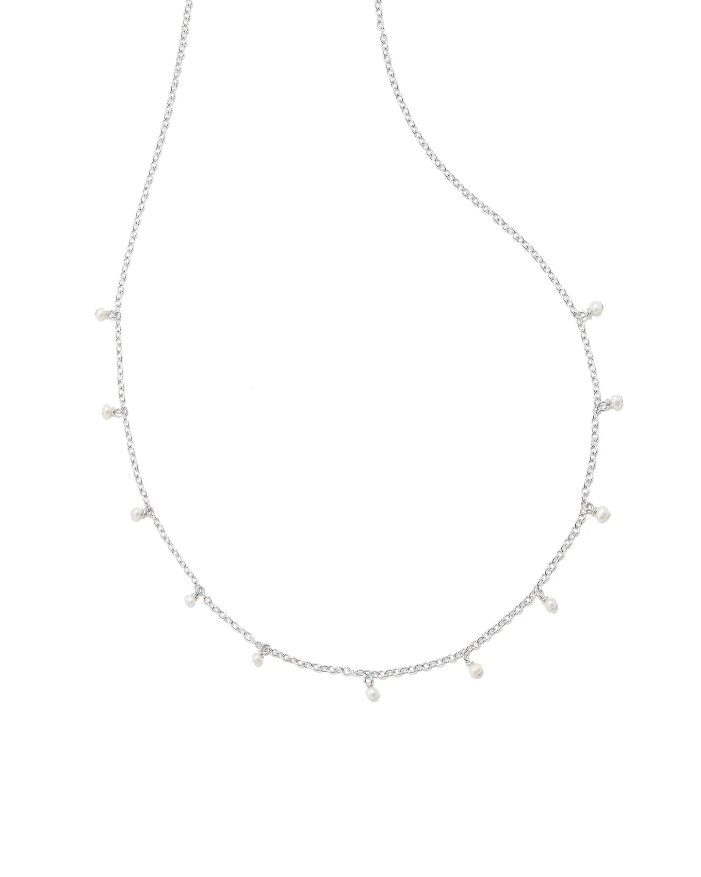 KENDRA SCOTT- Willa Rhodium Pearl Strand Necklace in White Pearl