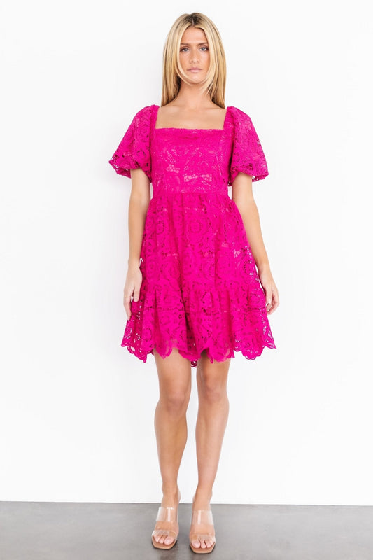 Kinley Lace Short Dress | Fuchsia - Baltic Born
