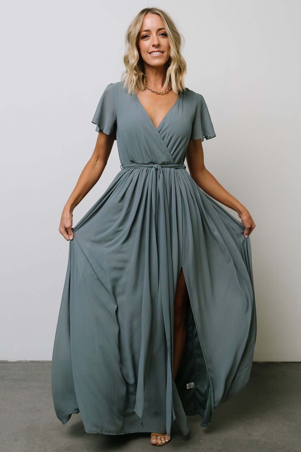 Kristina Maxi Dress | Dusty Blue - Baltic Born