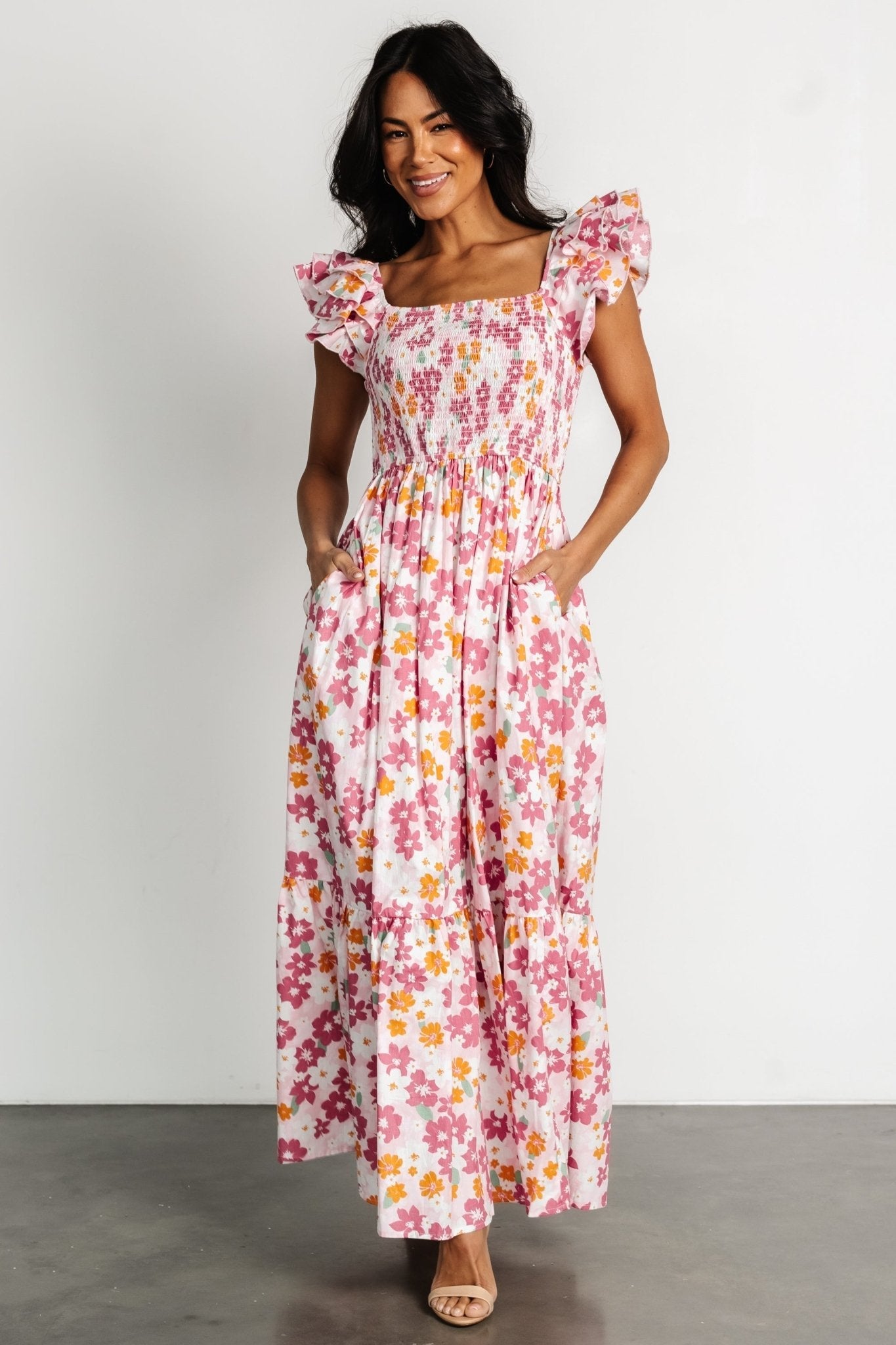 Laguna Smocked Maxi Dress | Pink Floral - Baltic Born