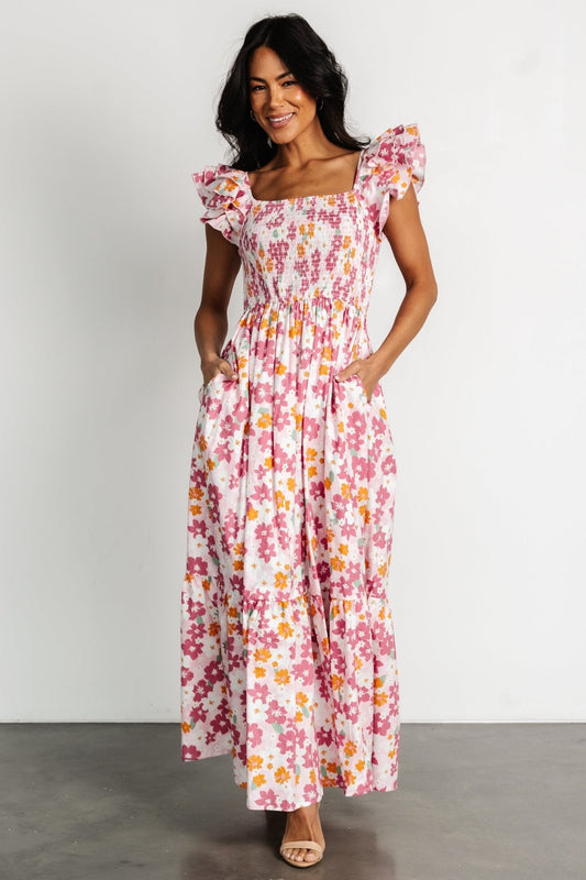 Laguna Smocked Maxi Dress | Pink Floral - Baltic Born
