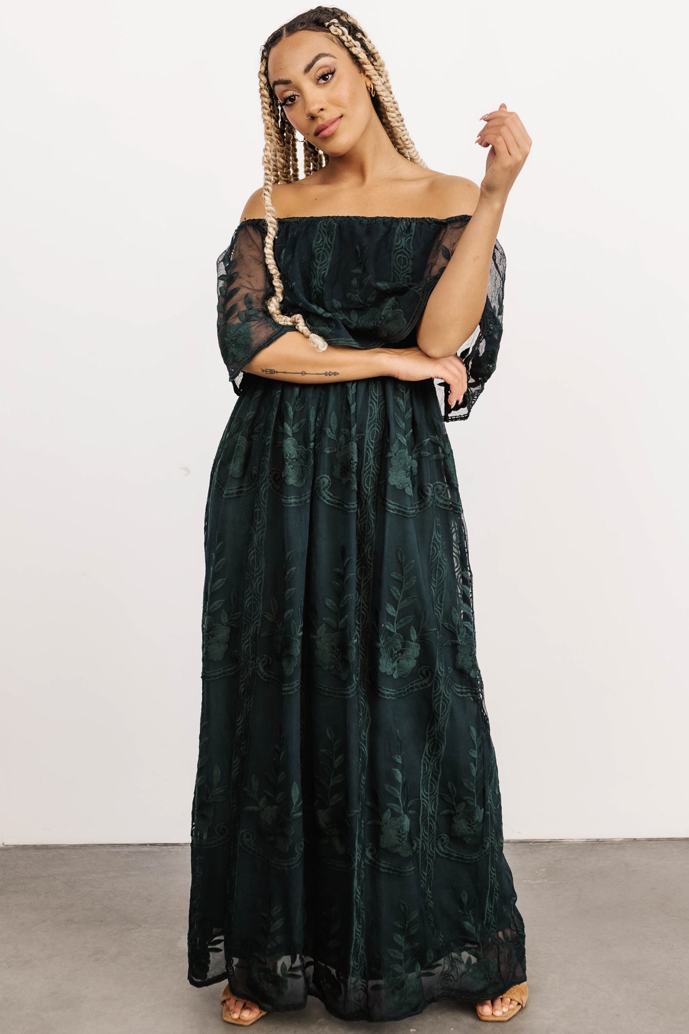 Leon Off Shoulder Maxi Dress | Emerald - Baltic Born