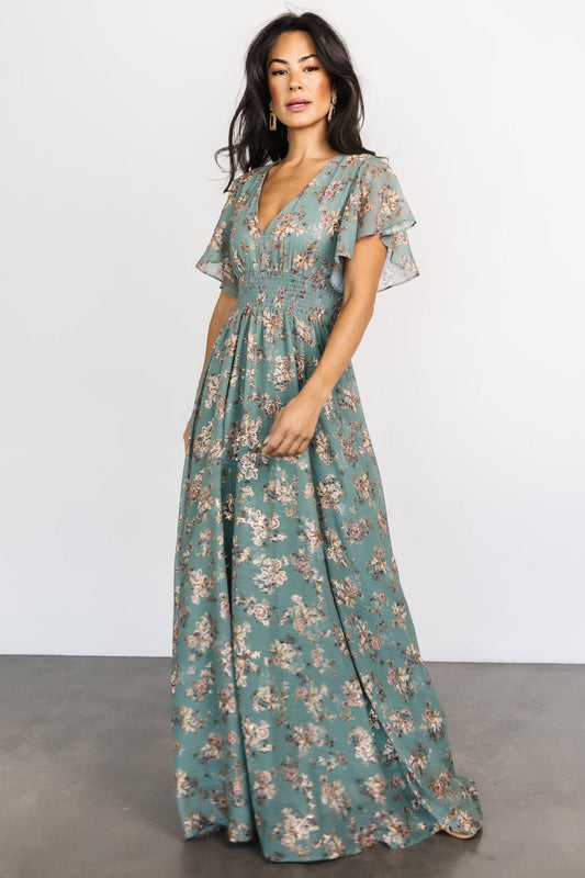 Lynlee Metallic Maxi Dress | Eucalyptus - Baltic Born