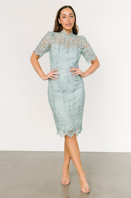 Maren Embossed Sequin Midi Dress | Sage - Baltic Born