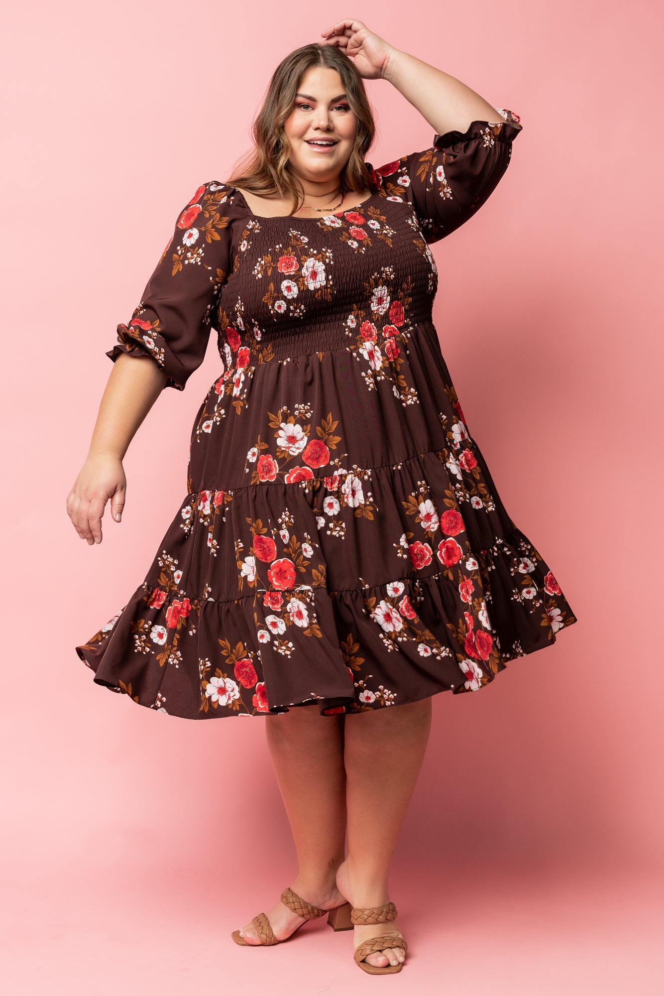 Marta Smocked Midi Dress | Mahogany Floral - Baltic Born